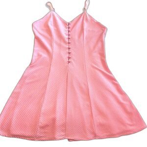 Victorias Secret Vtg Gold Label Pink Button Front Slip Dress Nightie Small 90s